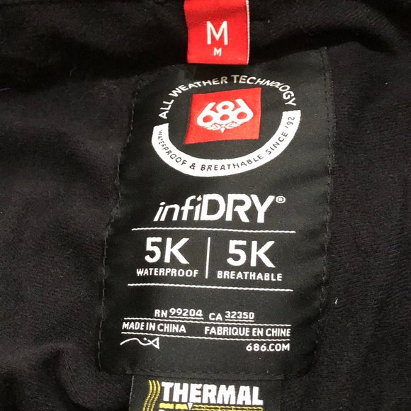 686 Six eight Six Infidry 10K lined Thermal Snowboarding Pants Mens Medium New - Picture 5 of 9